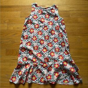 Crewcuts Floral Ruffle Hem Dress - Red and Yellow